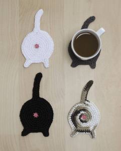 Cheeky cat bum coasters, as part of the catalogue. 
